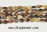 CAA4686 15.5 inches 10*14mm flat teardrop banded agate beads wholesale