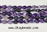 CAA4687 15.5 inches 10*14mm flat teardrop banded agate beads wholesale