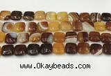 CAA4734 15.5 inches 12*12mm square banded agate beads wholesale