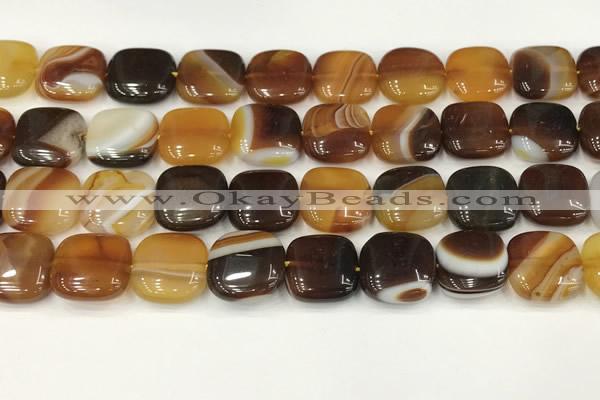 CAA4741 15.5 inches 14*14mm square banded agate beads wholesale