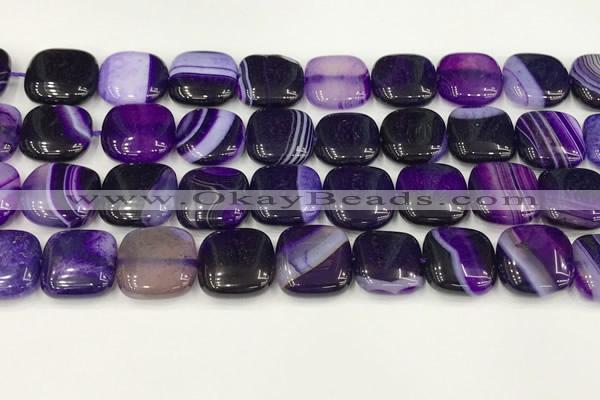 CAA4742 15.5 inches 14*14mm square banded agate beads wholesale