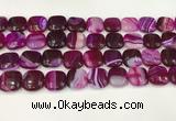 CAA4743 15.5 inches 14*14mm square banded agate beads wholesale