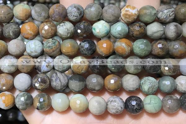 CAA4862 15.5 inches 10mm faceted round ocean agate beads