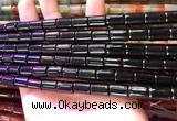 CAA4999 15.5 inches 8*12mm tube black agate beads wholesale