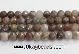 CAA5013 15.5 inches 12mm faceted round flower agate beads