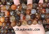 CAA5066 15.5 inches 14mm faceted round dragon veins agate beads