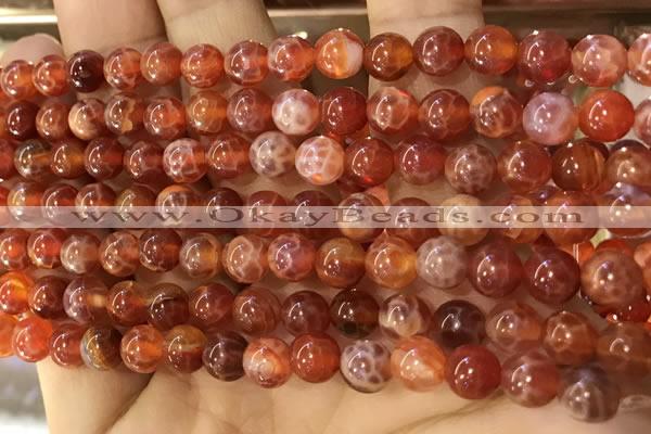 CAA5070 15.5 inches 4mm round red dragon veins agate beads