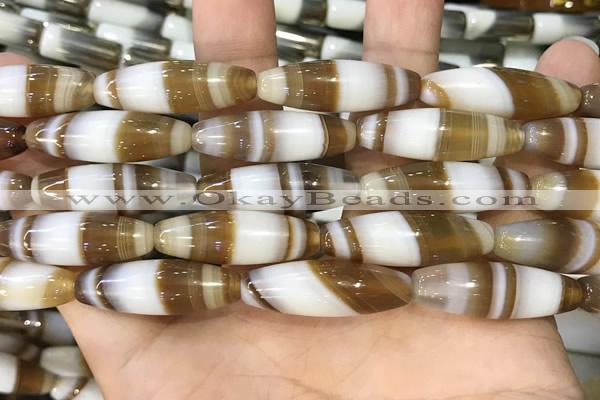 CAA5122 15.5 inches 10*30mm rice striped agate beads wholesale