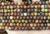 CAA5132 15.5 inches 4mm round red moss agate beads wholesale