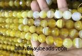 CAA5150 15.5 inches 6mm faceted round banded agate beads