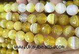 CAA5154 15.5 inches 14mm faceted round banded agate beads