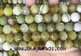 CAA5161 15.5 inches 14mm faceted round banded agate beads