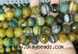 CAA5168 15.5 inches 14mm faceted round banded agate beads