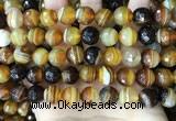 CAA5173 15.5 inches 10mm faceted round banded agate beads