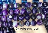 CAA5183 15.5 inches 16mm faceted round banded agate beads