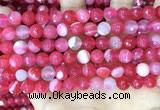 CAA5193 15.5 inches 8mm faceted round banded agate beads