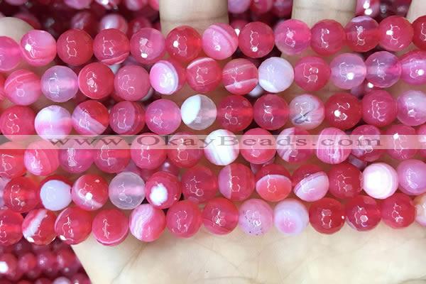 CAA5193 15.5 inches 8mm faceted round banded agate beads