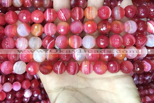 CAA5200 15.5 inches 8mm faceted round banded agate beads