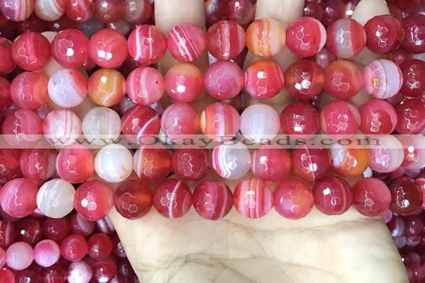 CAA5201 15.5 inches 10mm faceted round banded agate beads