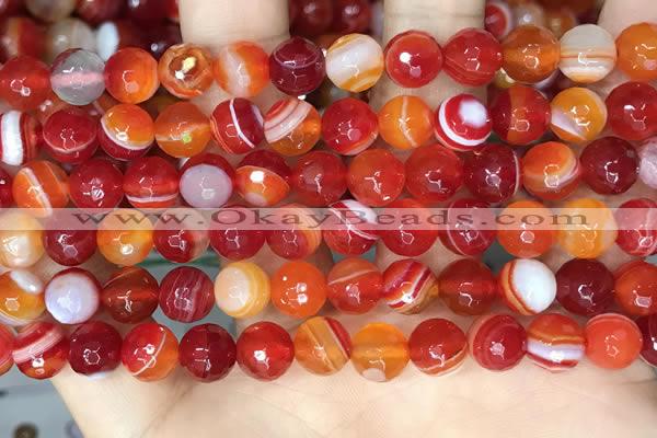 CAA5207 15.5 inches 8mm faceted round banded agate beads