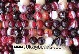 CAA5215 15.5 inches 10mm faceted round banded agate beads