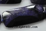 CAA522 15.5 inches 25*56mm faceted rectangle agate druzy geode beads