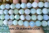 CAA5224 15.5 inches 14mm faceted round banded agate beads