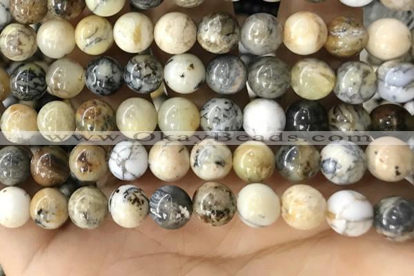 CAA5259 15.5 inches 12mm round dendrite agate beads wholesale