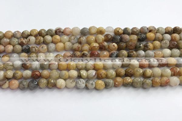 CAA5290 15.5 inches 4mm faceted round crazy lace agate beads wholesale