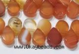 CAA5301 Top drilled 6*8mm flat teardrop line agate beads