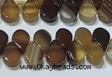 CAA5304 Top drilled 6*8mm flat teardrop line agate beads