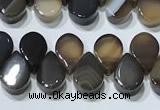 CAA5305 Top drilled 6*8mm flat teardrop line agate beads