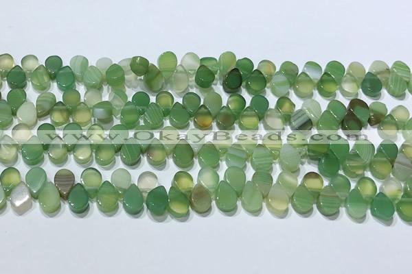 CAA5306 Top drilled 6*8mm flat teardrop line agate beads