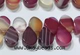 CAA5309 Top drilled 6*8mm flat teardrop line agate beads