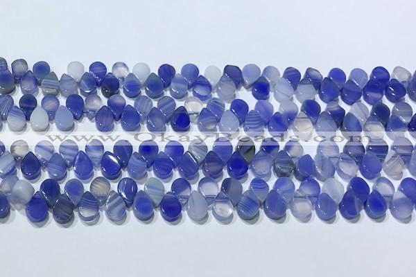 CAA5318 Top drilled 6*8mm flat teardrop line agate beads