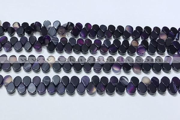 CAA5320 Top drilled 6*8mm flat teardrop line agate beads