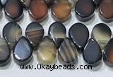 CAA5321 Top drilled 6*8mm flat teardrop line agate beads