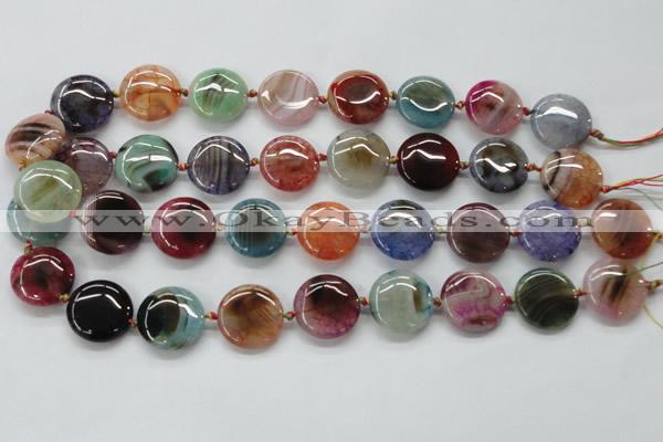 CAA543 15.5 inches 20mm flat round dyed madagascar agate beads