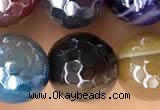 CAA5492 15 inches 10mm faceted round AB-color banded agate beads