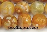 CAA5526 15 inches 10mm faceted round fire crackle agate beads