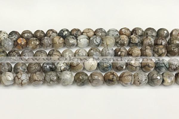 CAA5532 15 inches 10mm faceted round fire crackle agate beads