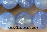 CAA5551 15 inches 8mm faceted round AB-color banded agate beads