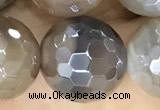 CAA5565 15 inches 12mm faceted round AB-color banded agate beads