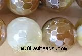 CAA5572 15 inches 10mm faceted round AB-color banded agate beads