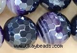 CAA5595 15 inches 8mm faceted round AB-color banded agate beads