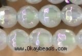 CAA5620 15 inches 6mm faceted round AB-color white agate beads