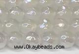 CAA5630 15 inches 6mm faceted round AB-color white agate beads