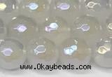 CAA5631 15 inches 8mm faceted round AB-color white agate beads