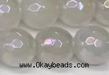 CAA5632 15 inches 10mm faceted round AB-color white agate beads