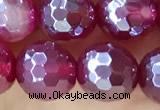 CAA5661 15 inches 8mm faceted round AB-color red agate beads